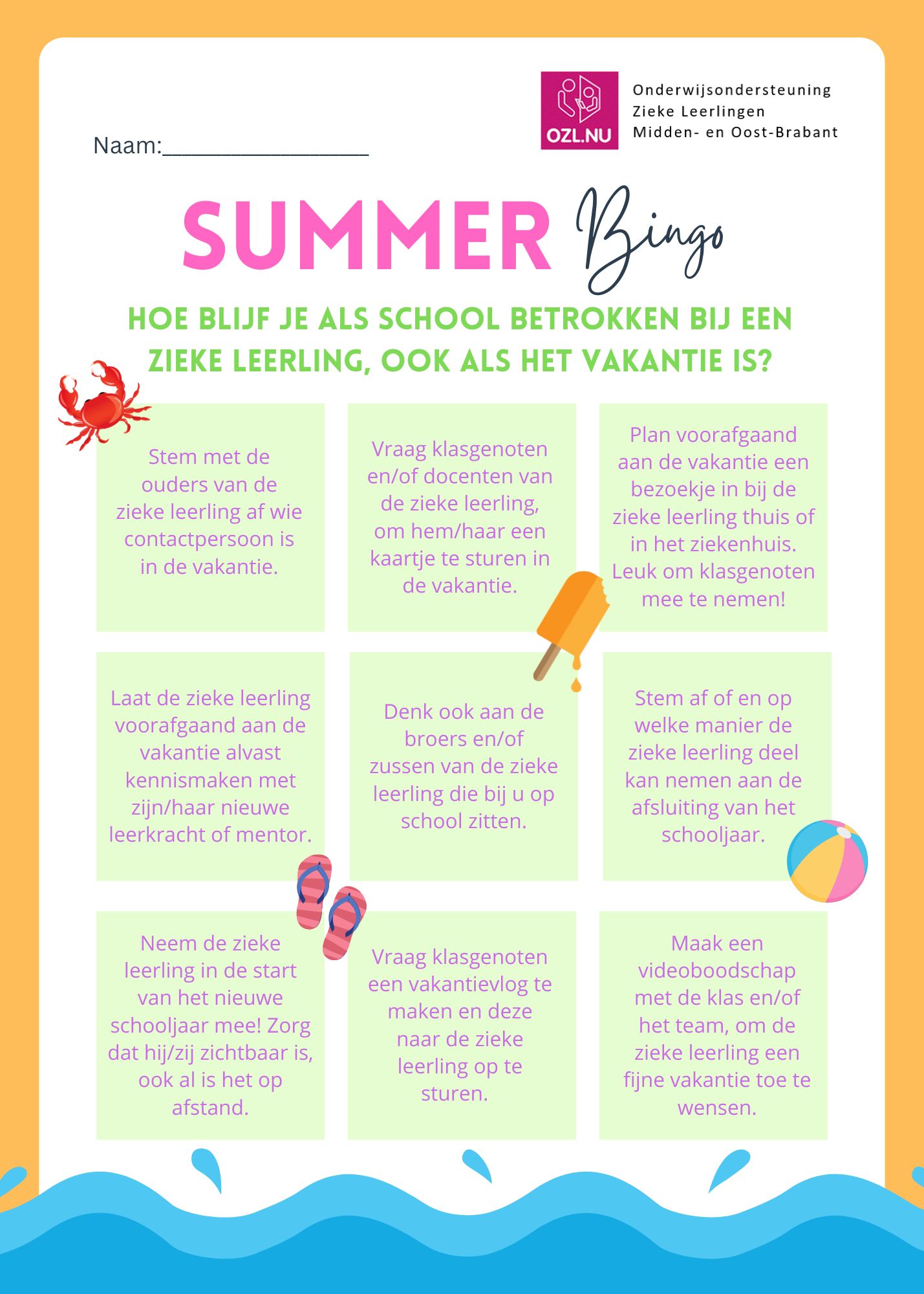 Zomerbingo 2024 OZL Midden en Oost Brabant 1